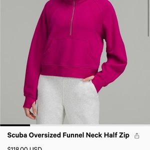 lululemon athletica | Tops | Bnwot Lululemon Scuba Oversized Funnel Neck Half  Zip In Ripened Raspberry | Poshmark